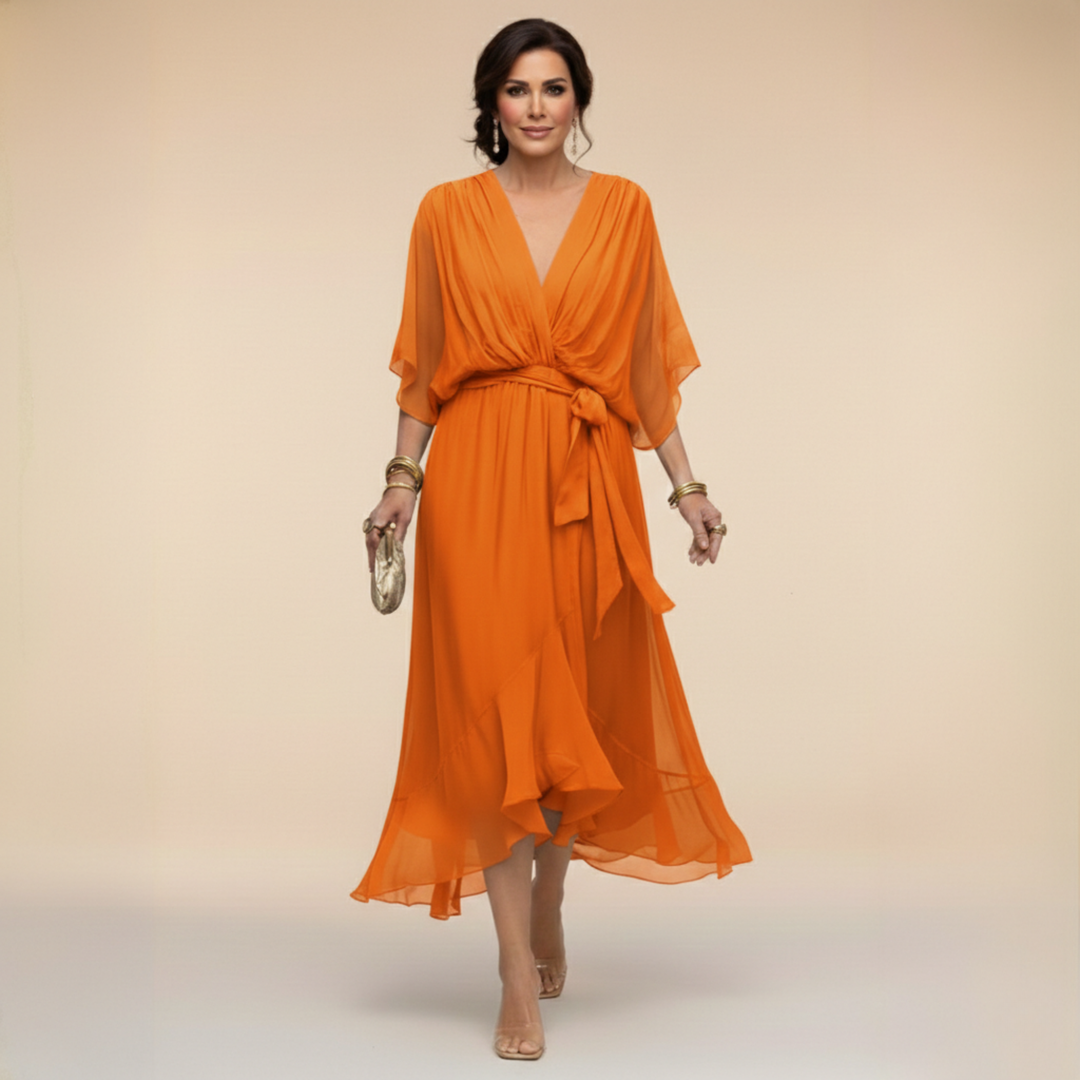 Nevaya – Escote en V transparente vestido