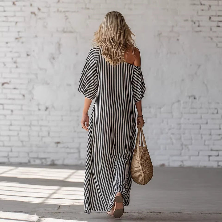 Avyra – Con hombros descubiertos, a rayas, vestido maxi