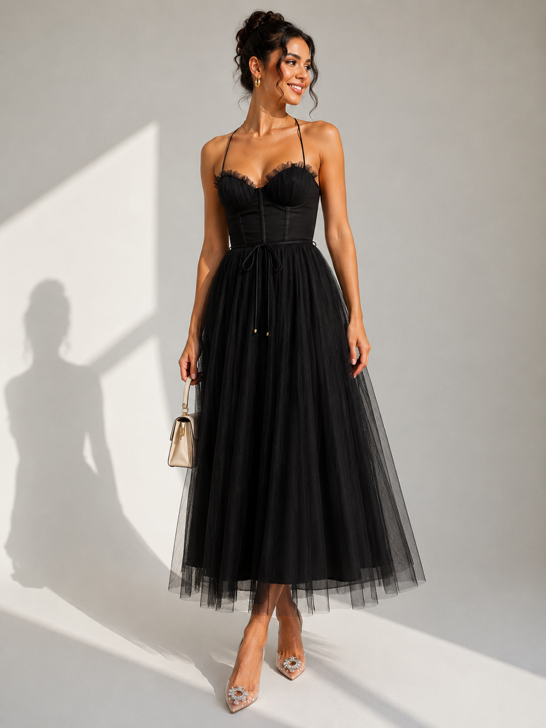 Virela – Espalda abierta, vestido de tul