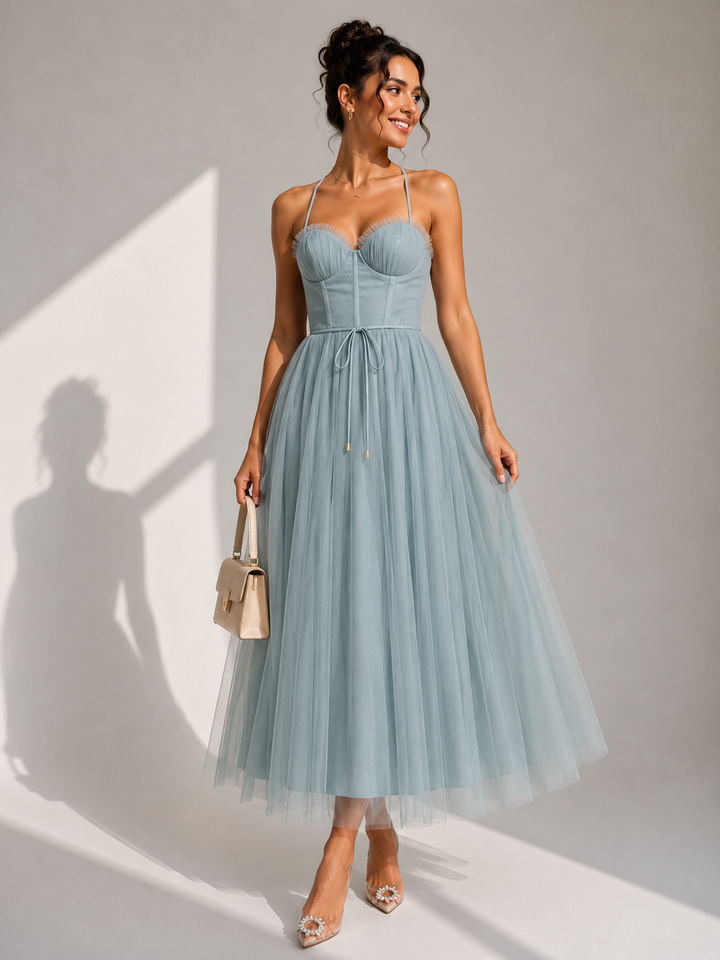Virela – Espalda abierta, vestido de tul