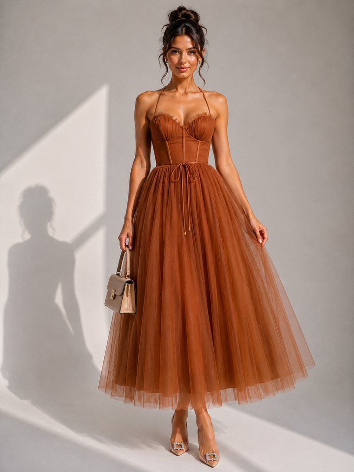Virela – Espalda abierta, vestido de tul
