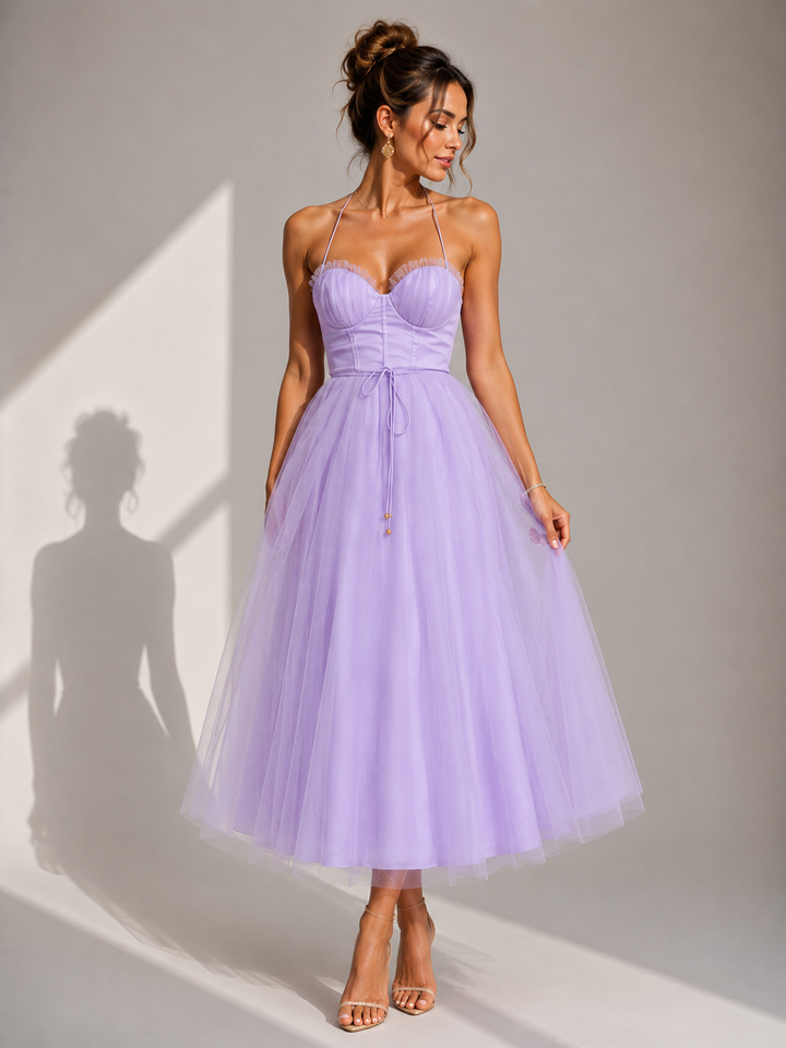 Virela – Espalda abierta, vestido de tul