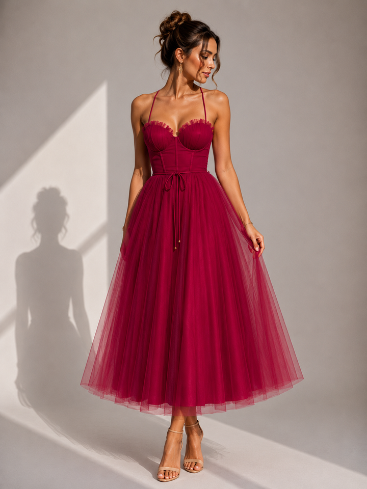 Virela – Espalda abierta, vestido de tul
