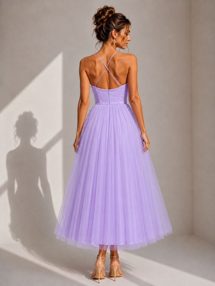 Virela – Espalda abierta, vestido de tul