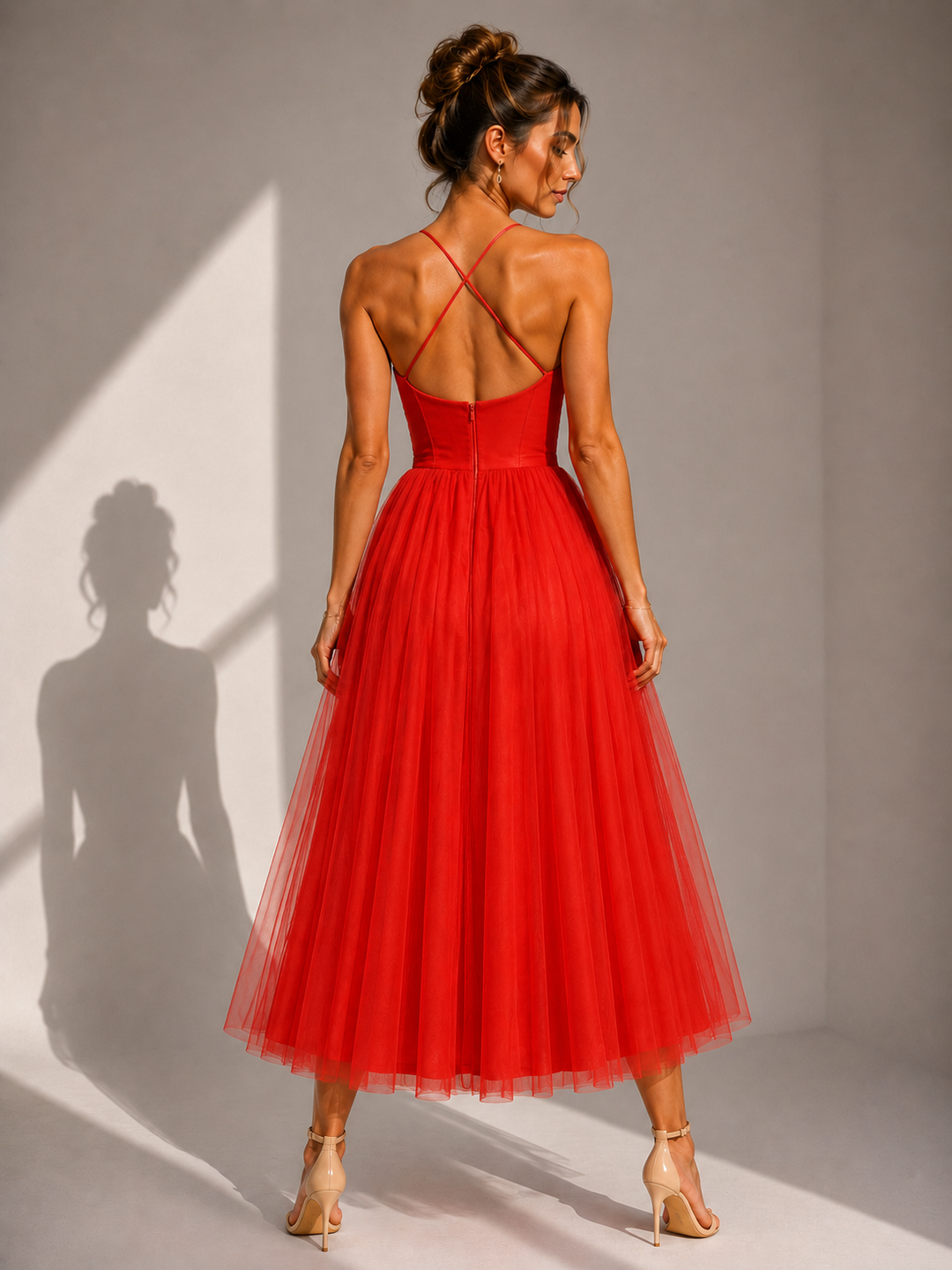 Virela – Espalda abierta, vestido de tul