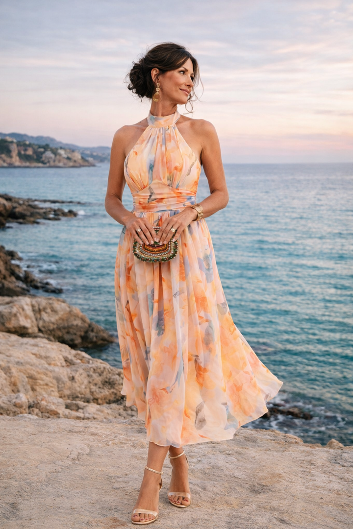 Vionne – Sin tirantes con estampado de acuarela vestido