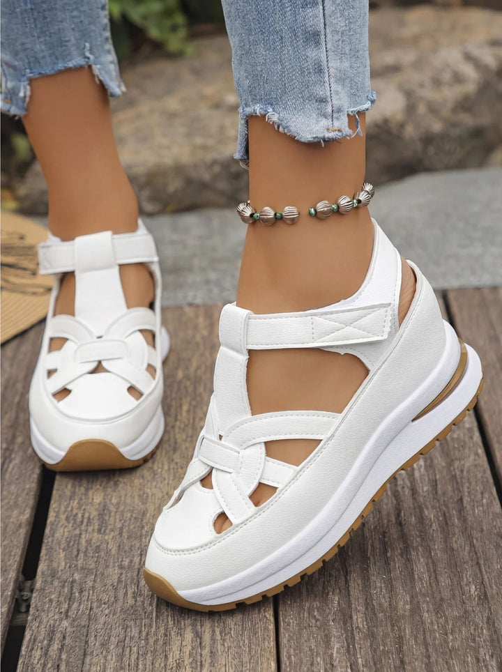 Orlise – De cuña con correa de velcro y suela de goma, sandalias