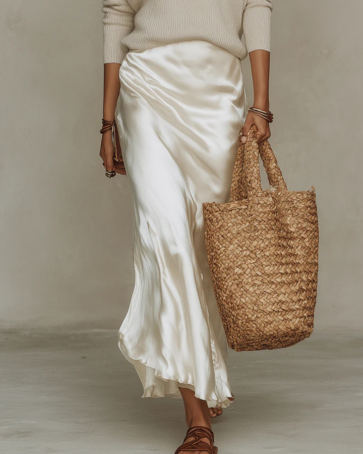 Calira – Conjunto de vestido midi de satén