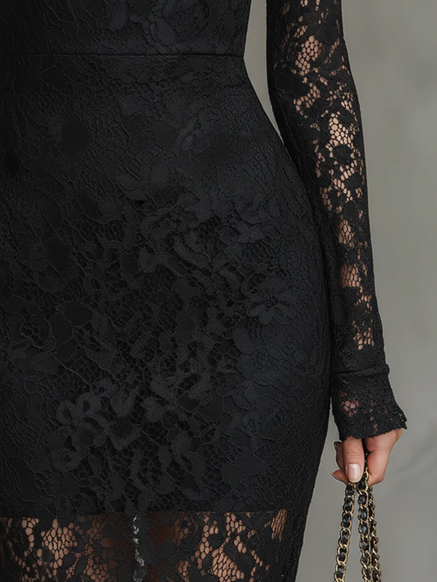 Kelira – Dobladillo tipo cola de pez, de encaje, vestido maxi