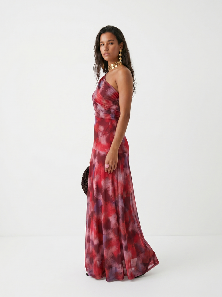 Virela – Con hombros descubiertos de microfibra técnica, vestido maxi