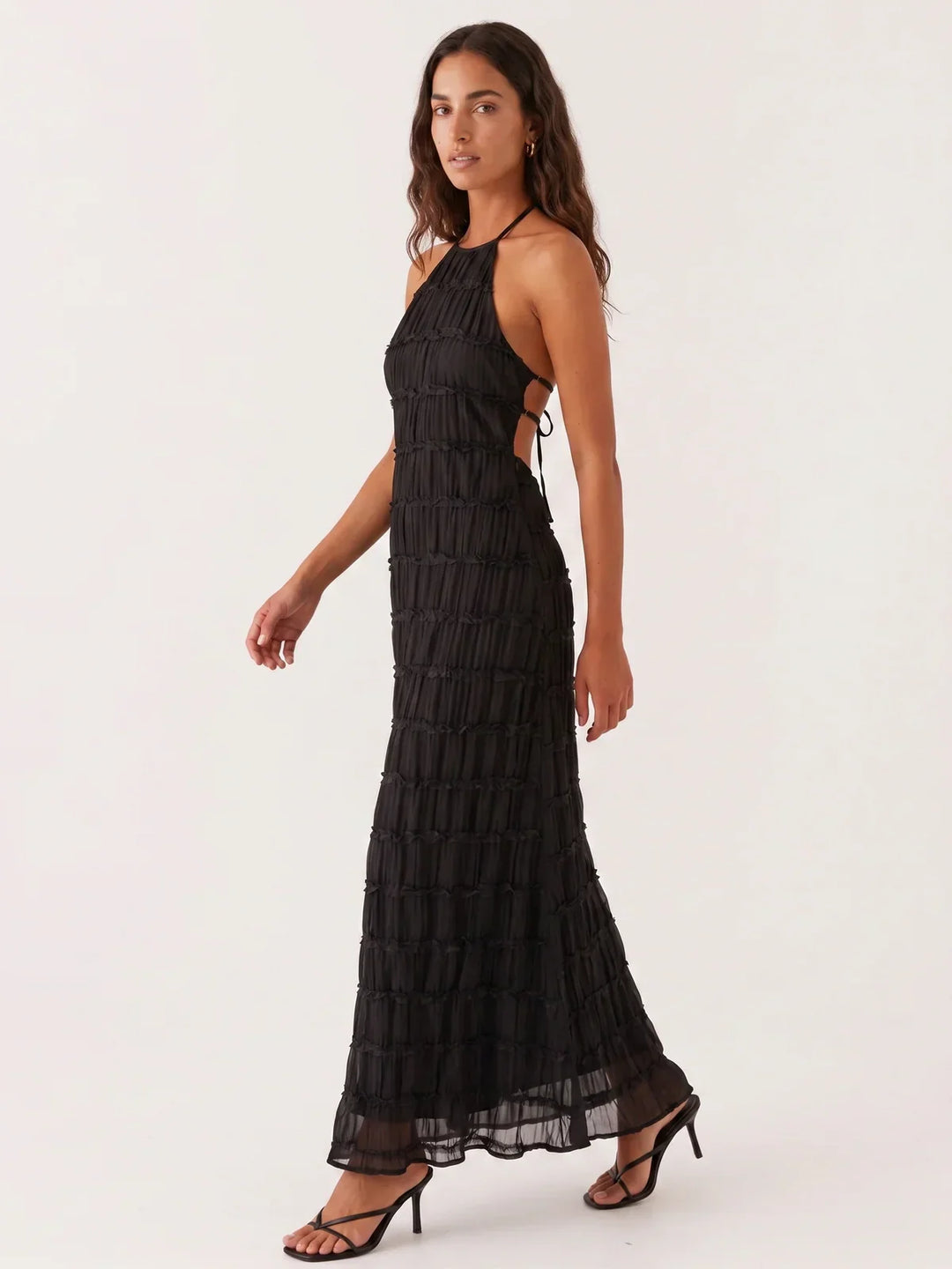Ivessa – Vestido de mezcla de algodón con volantes en capas