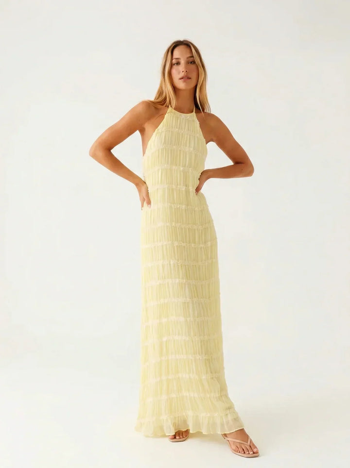 Ivessa – Vestido de mezcla de algodón con volantes en capas