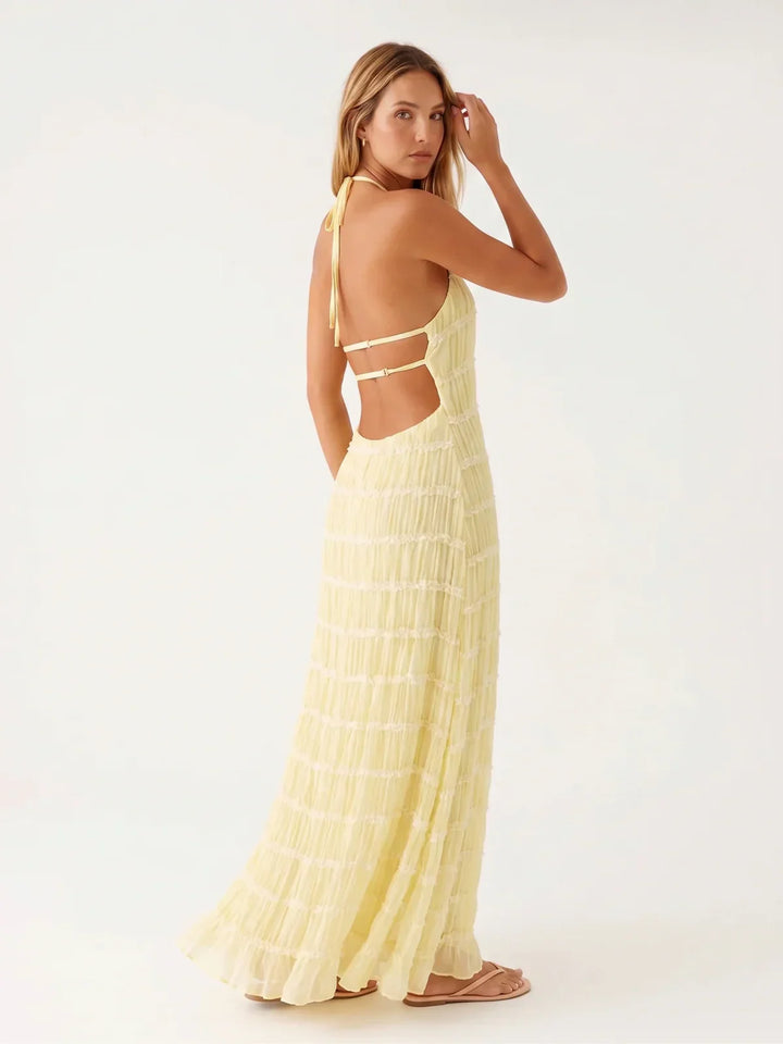 Ivessa – Vestido de mezcla de algodón con volantes en capas