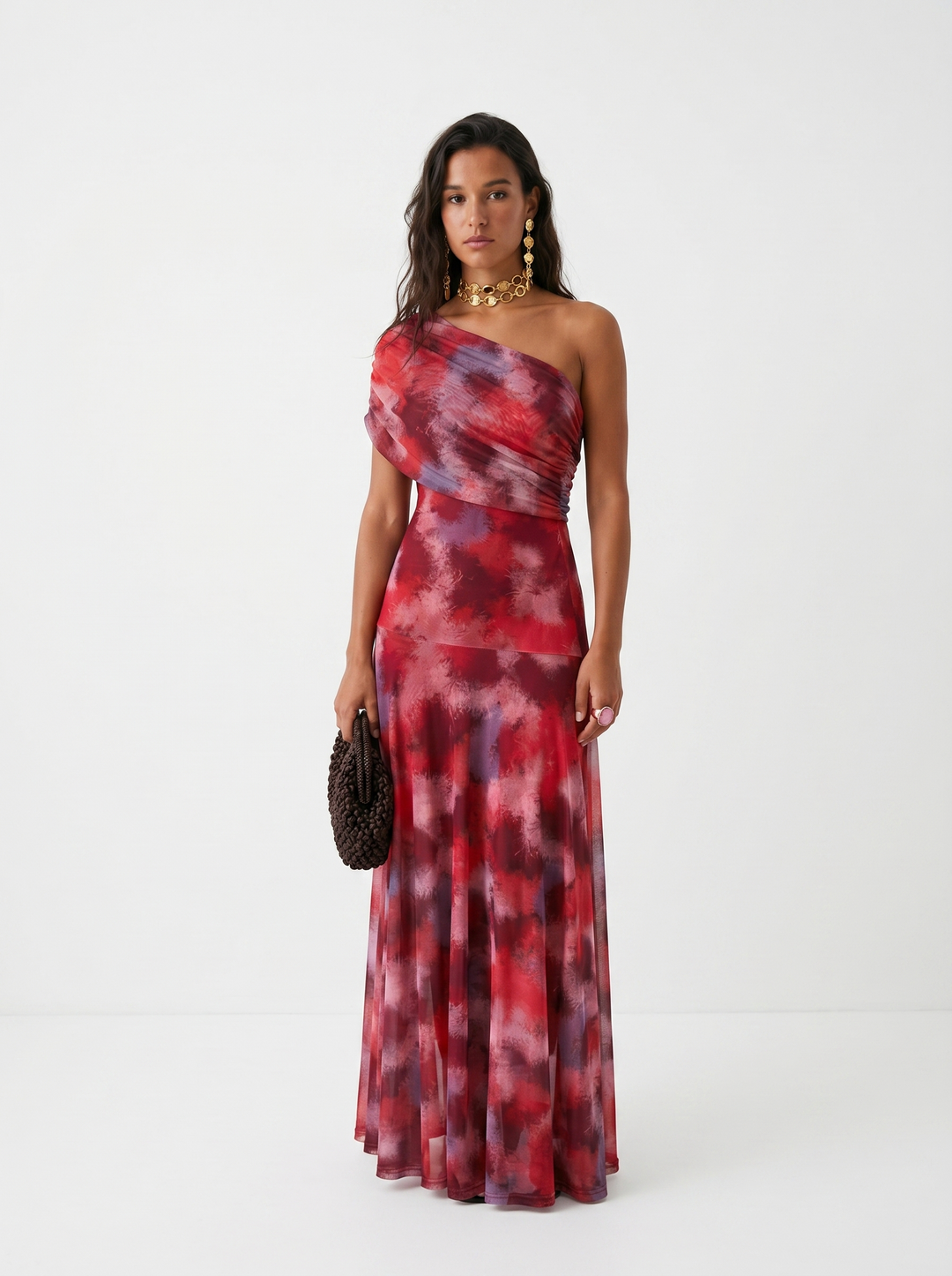 Virela – Con hombros descubiertos de microfibra técnica, vestido maxi