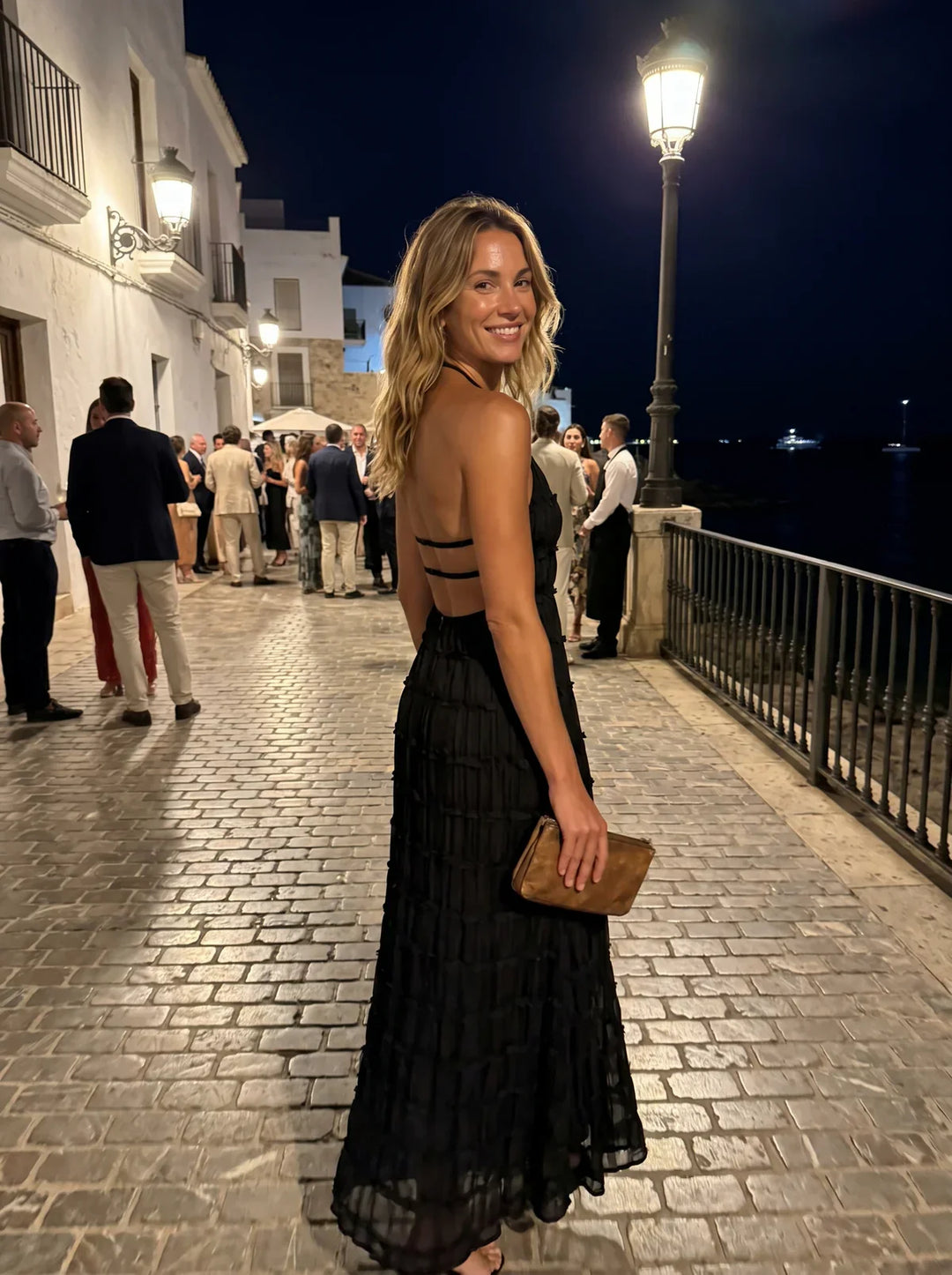 Ivessa – Vestido de mezcla de algodón con volantes en capas