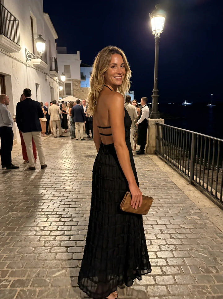 Ivessa – Vestido de mezcla de algodón con volantes en capas