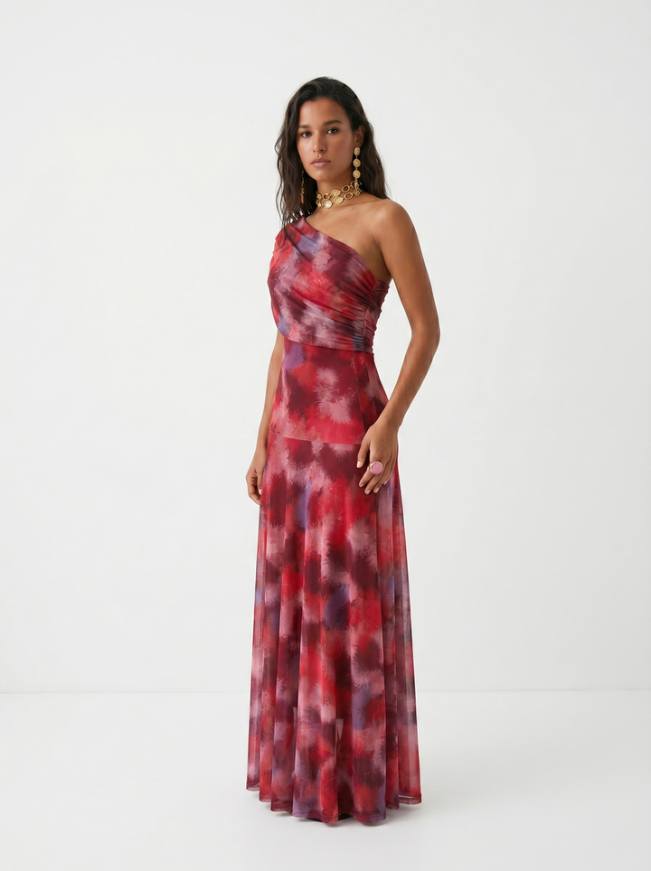 Virela – Con hombros descubiertos de microfibra técnica, vestido maxi