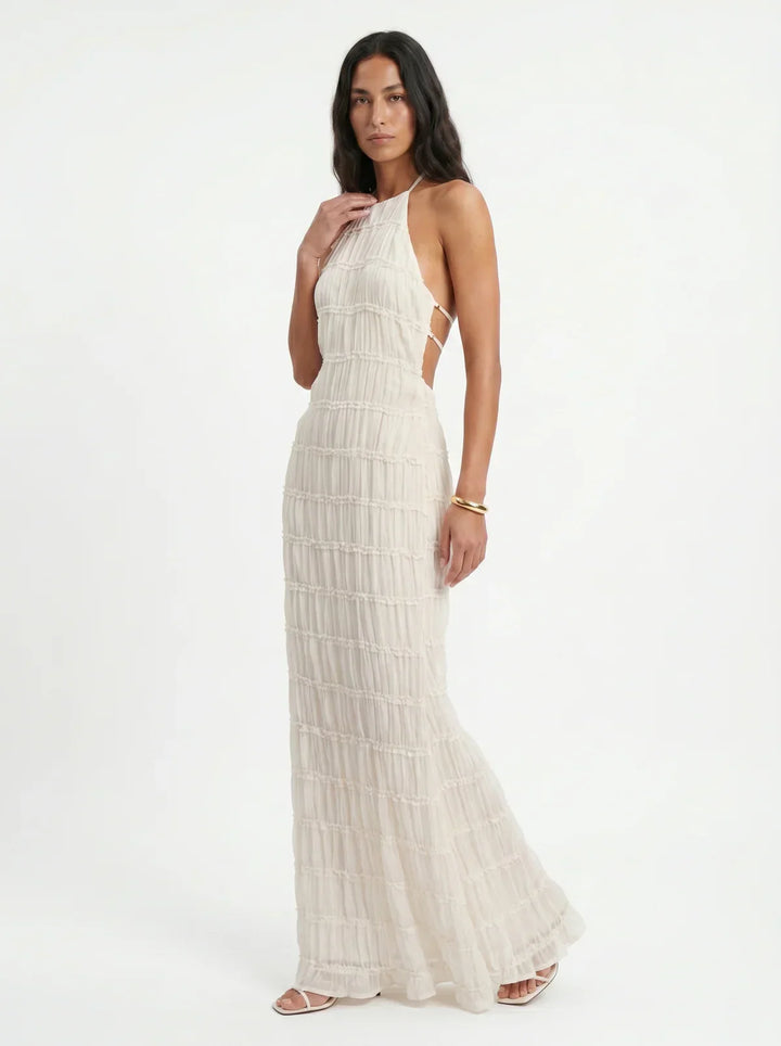 Ivessa – Vestido de mezcla de algodón con volantes en capas