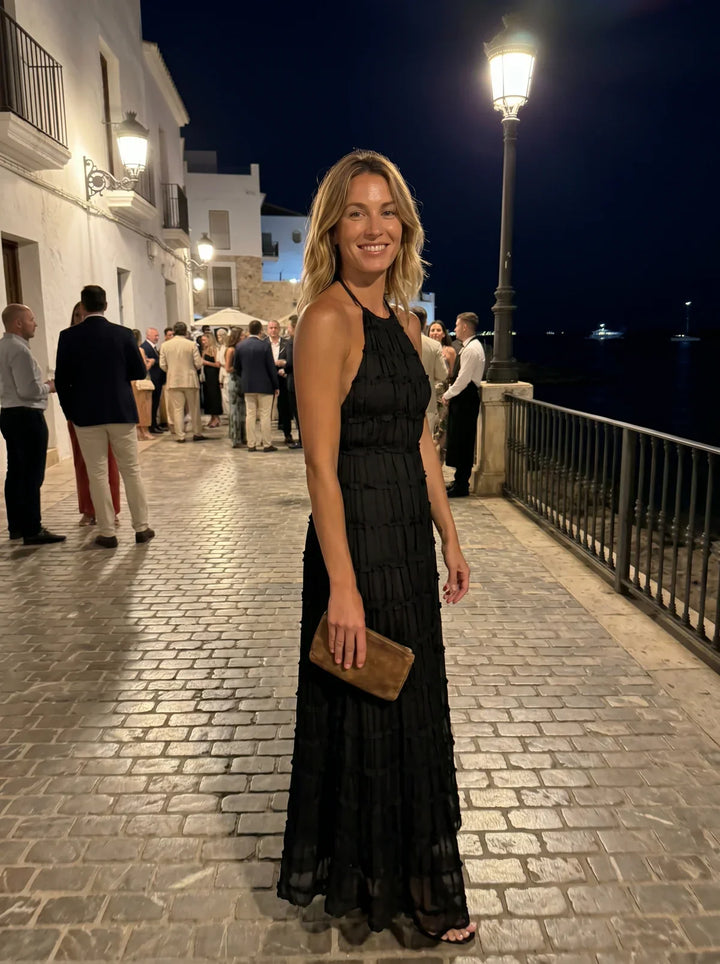 Ivessa – Vestido de mezcla de algodón con volantes en capas