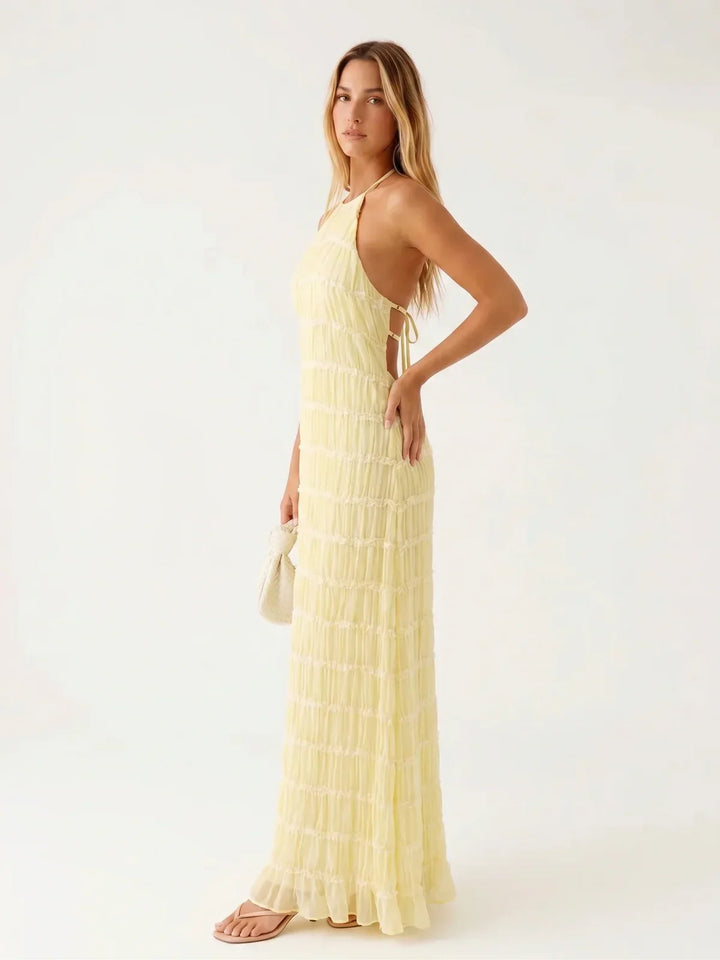 Ivessa – Vestido de mezcla de algodón con volantes en capas