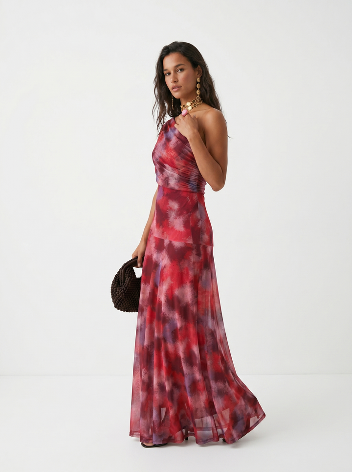 Virela – Con hombros descubiertos de microfibra técnica, vestido maxi