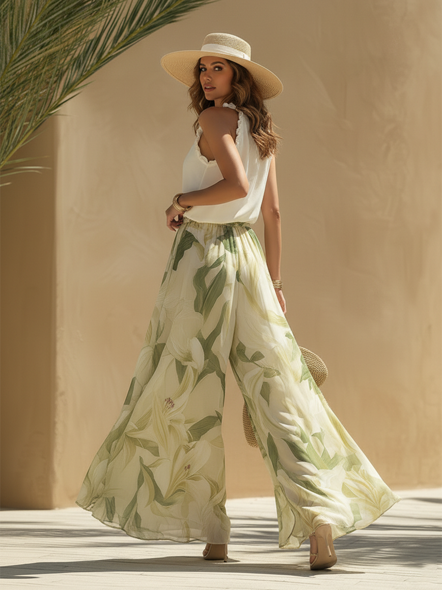 Erelle – Cuello halter y holanes de chifón, conjunto
