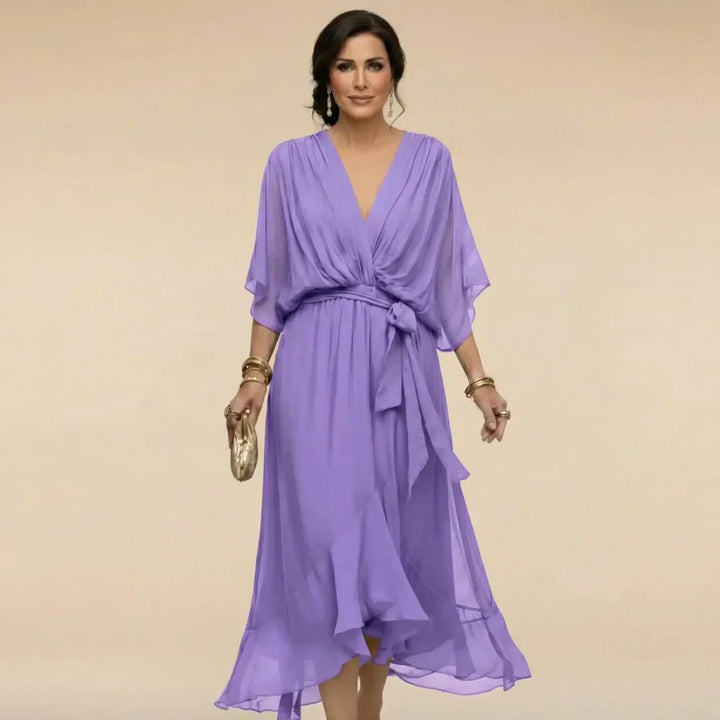 Nevaya – Escote en V transparente vestido