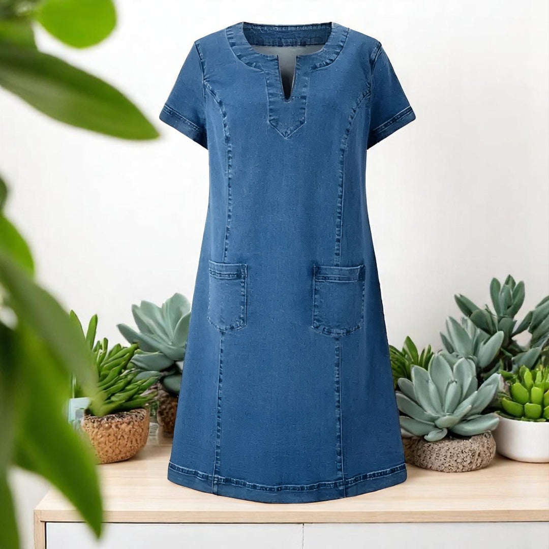 Nalira – Con bolsillo frontal, de mezclilla, vestido