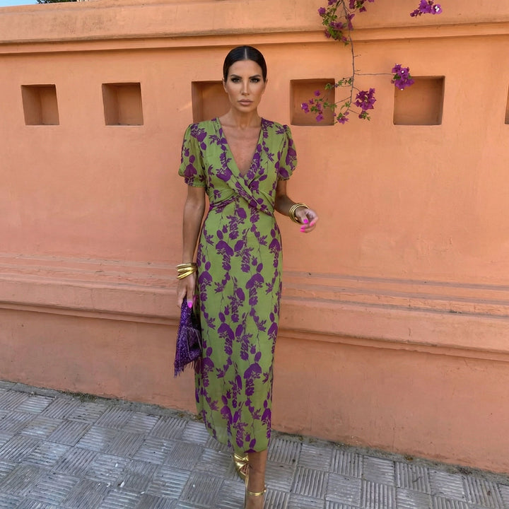 Mireli – Mangas abullonadas, tela estampada, vestido de verano