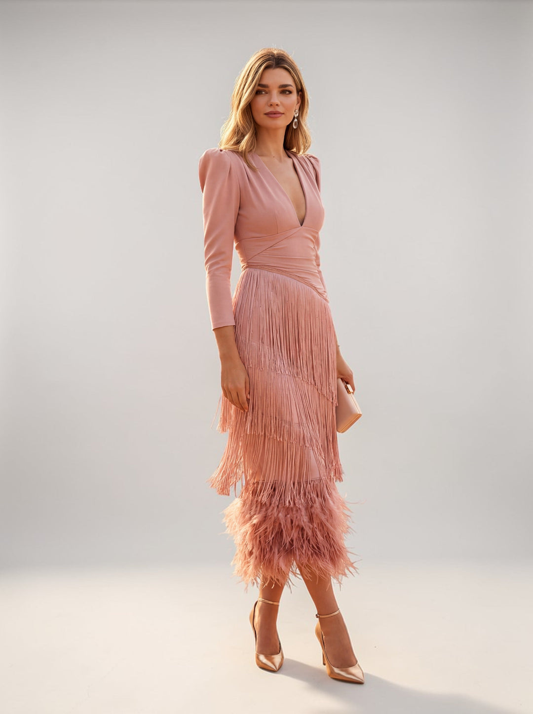 Solyne – Flecos en cascada vestido