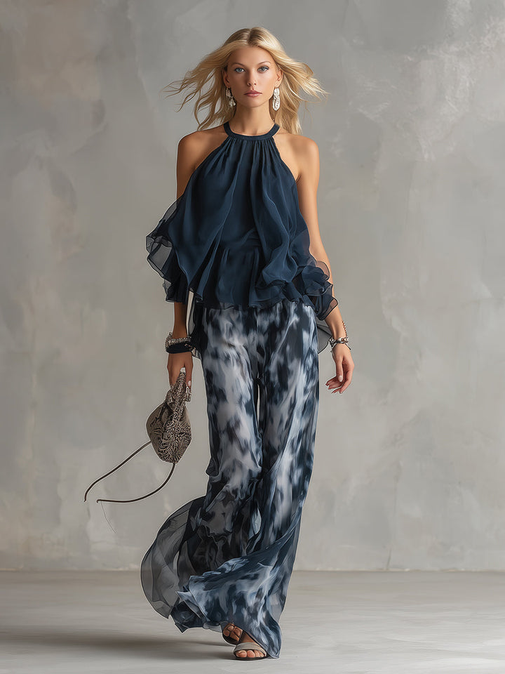 Rivana – Cuello halter de chifón conjunto