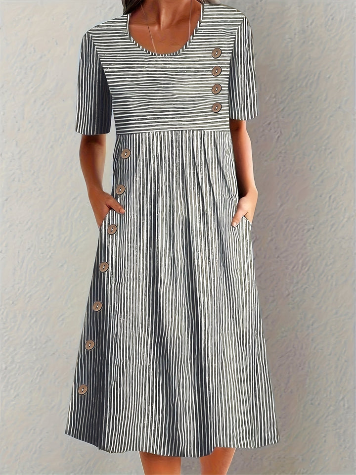 Mevara – Vestido de verano tejido a rayas