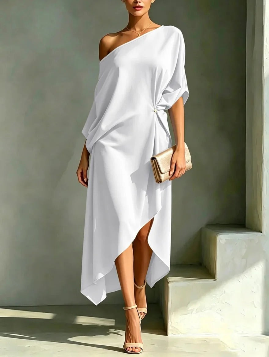 Elyra – De un solo hombro mezcla de algodón vestido