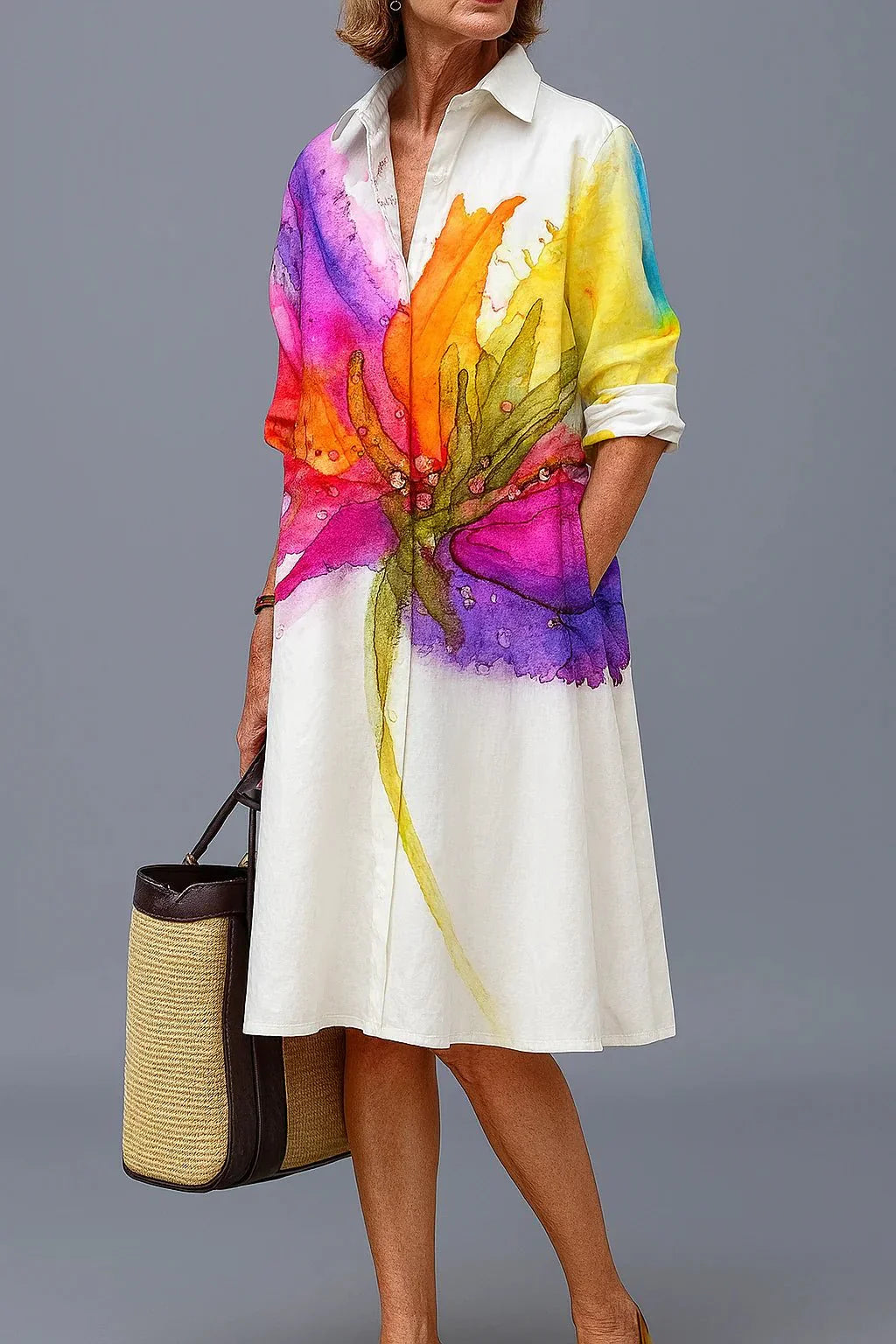 Vaelia – Con drapeado en tejido plano, vestido midi