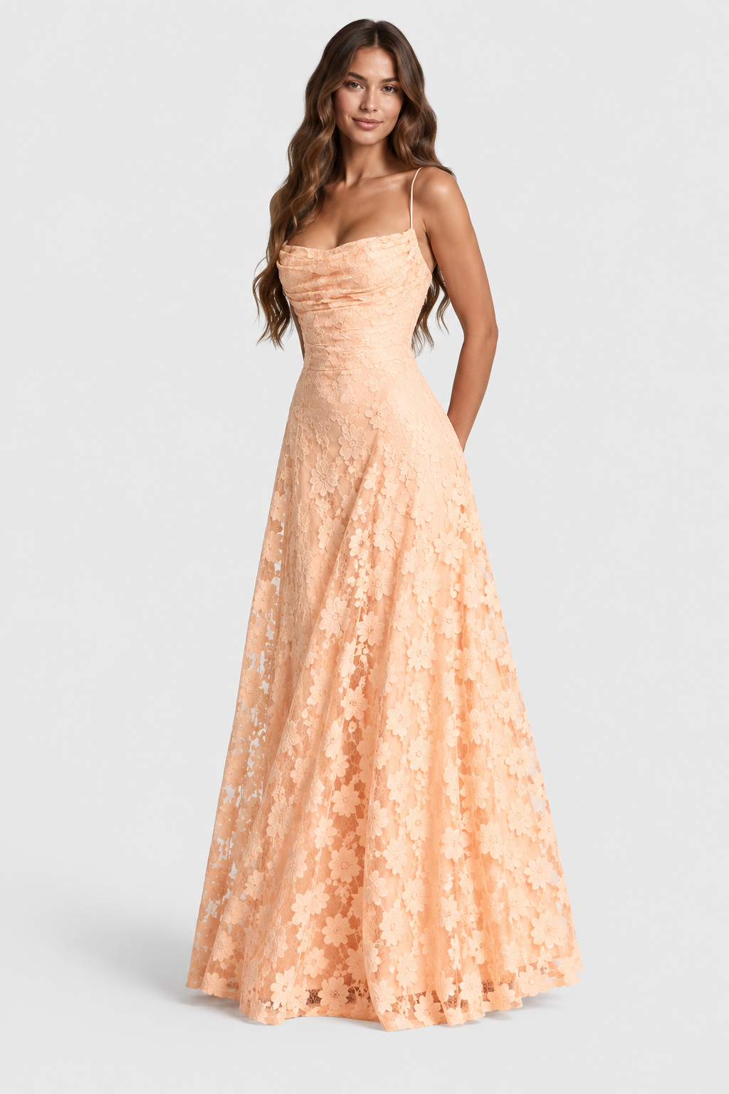 Nerila – Vestido de encaje floral en relieve