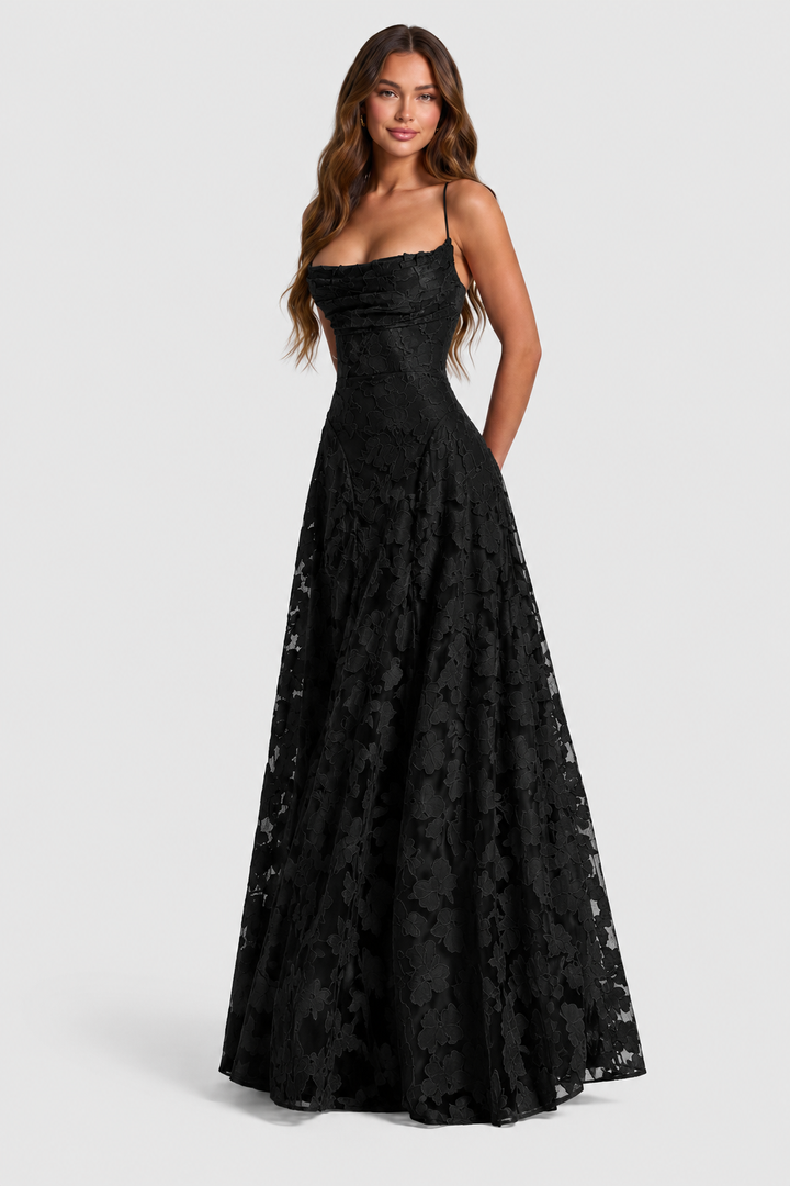 Nerila – Vestido de encaje floral en relieve