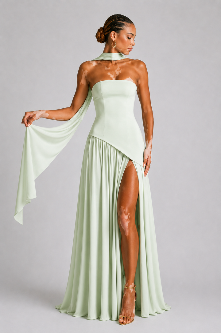 Eryla – Cuello halter, largo maxi, vestido