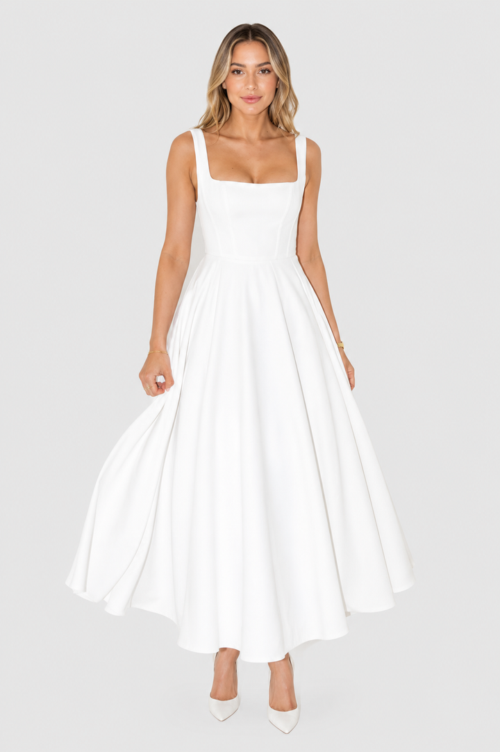 Kelara – Cuello cuadrado de punto vestido