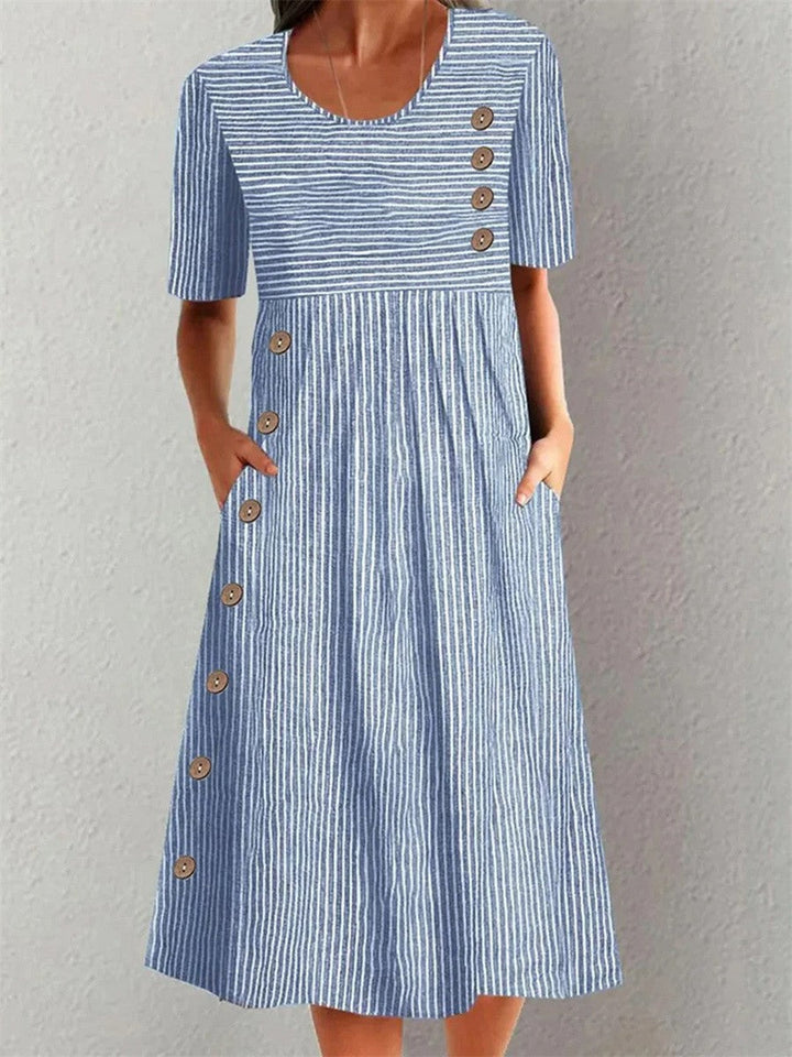 Mevara – Vestido de verano tejido a rayas