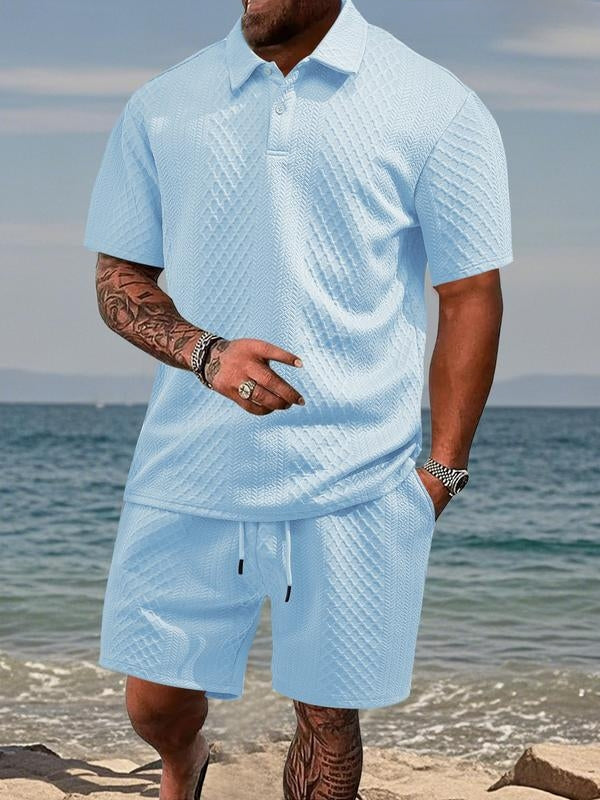 Varlo – conjunto de tela texturizada con polo y shorts