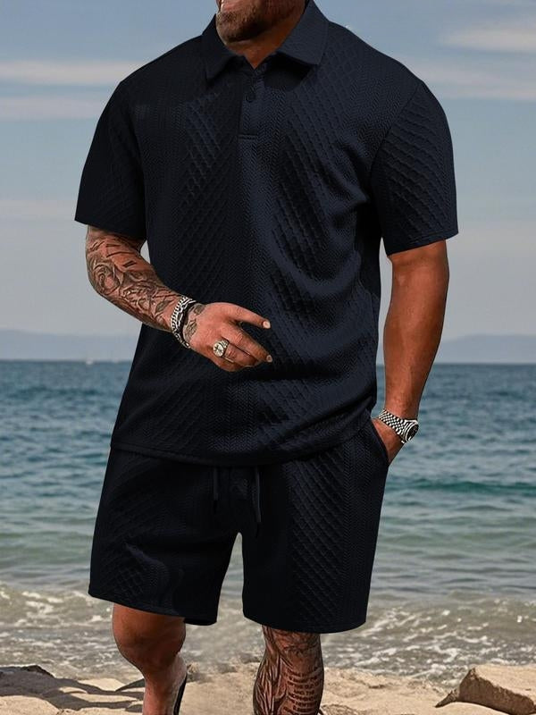 Varlo – conjunto de tela texturizada con polo y shorts