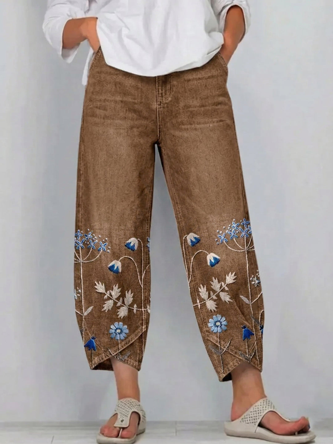 Anvera – Pantalones de algodón bordados
