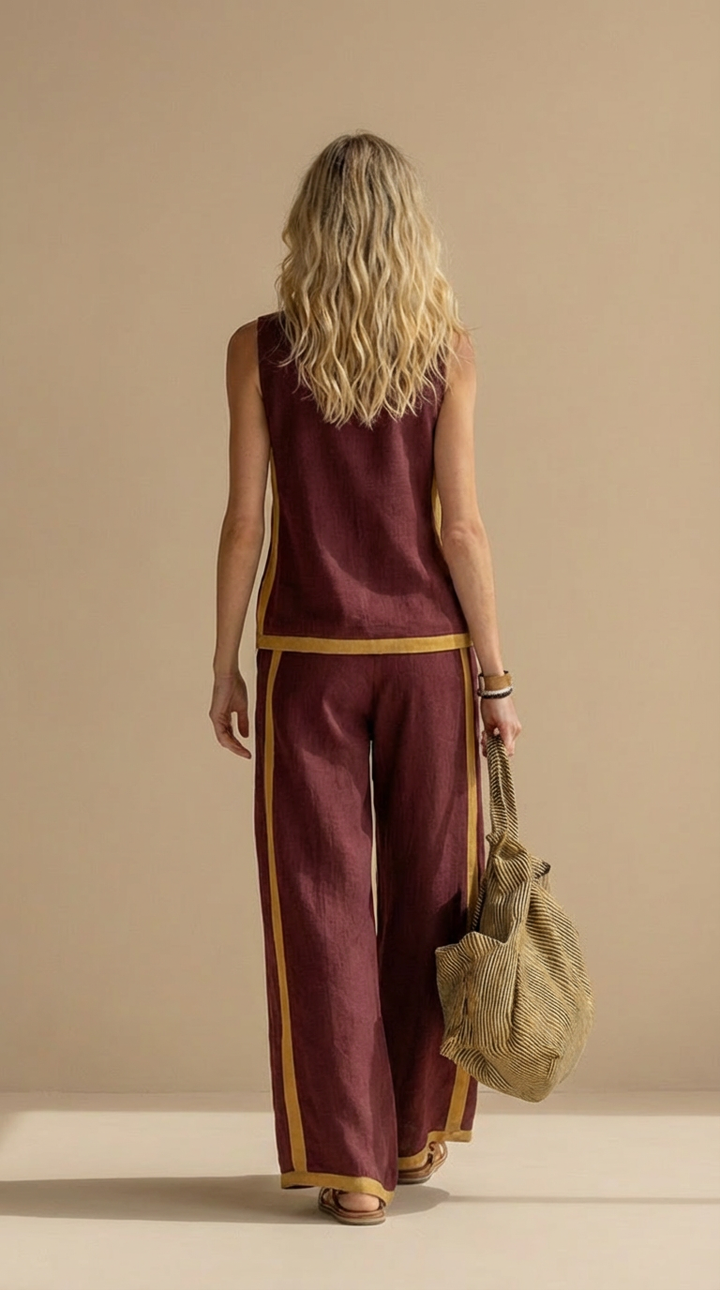 Olyra – Con detalles en contraste en lino y algodón, conjunto