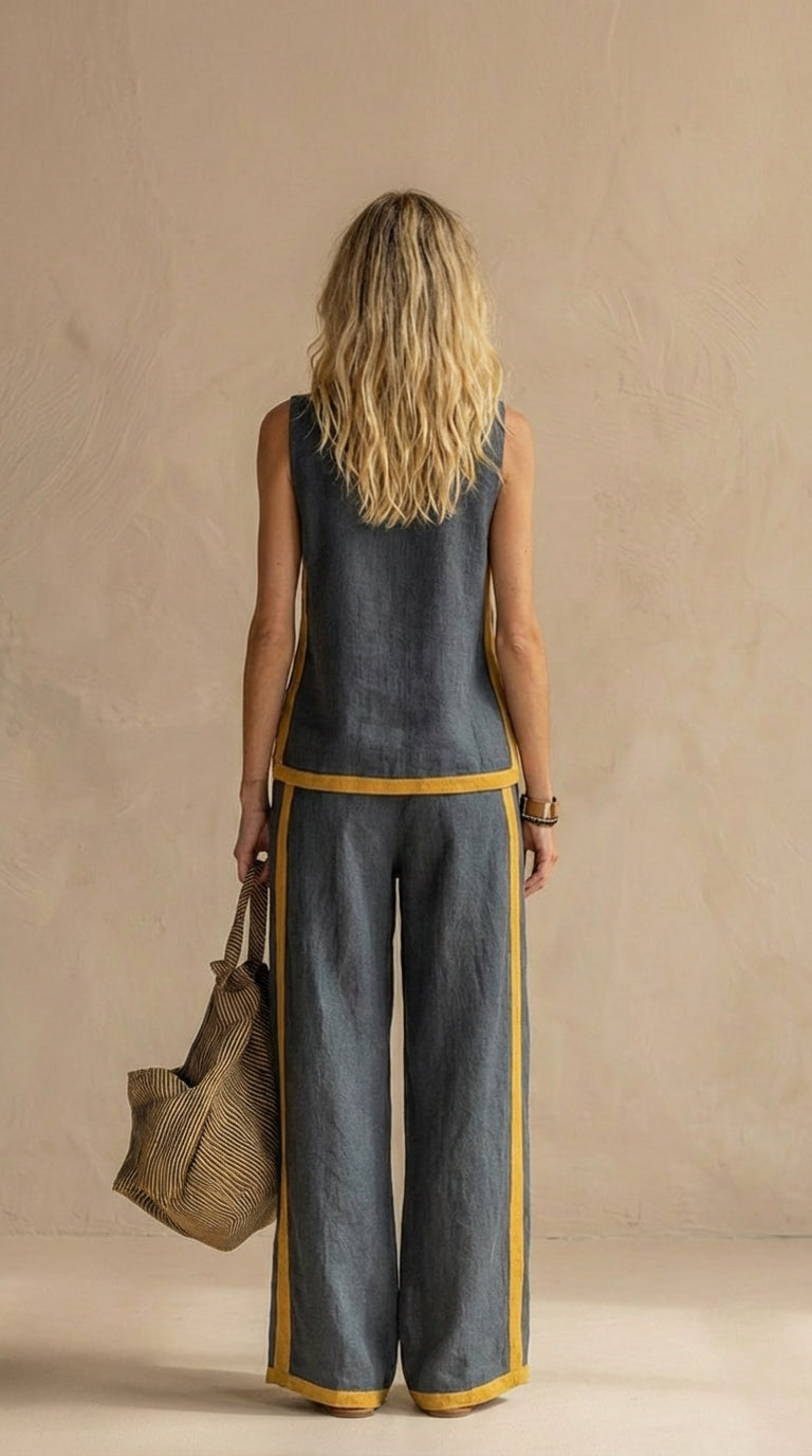 Olyra – Con detalles en contraste en lino y algodón, conjunto