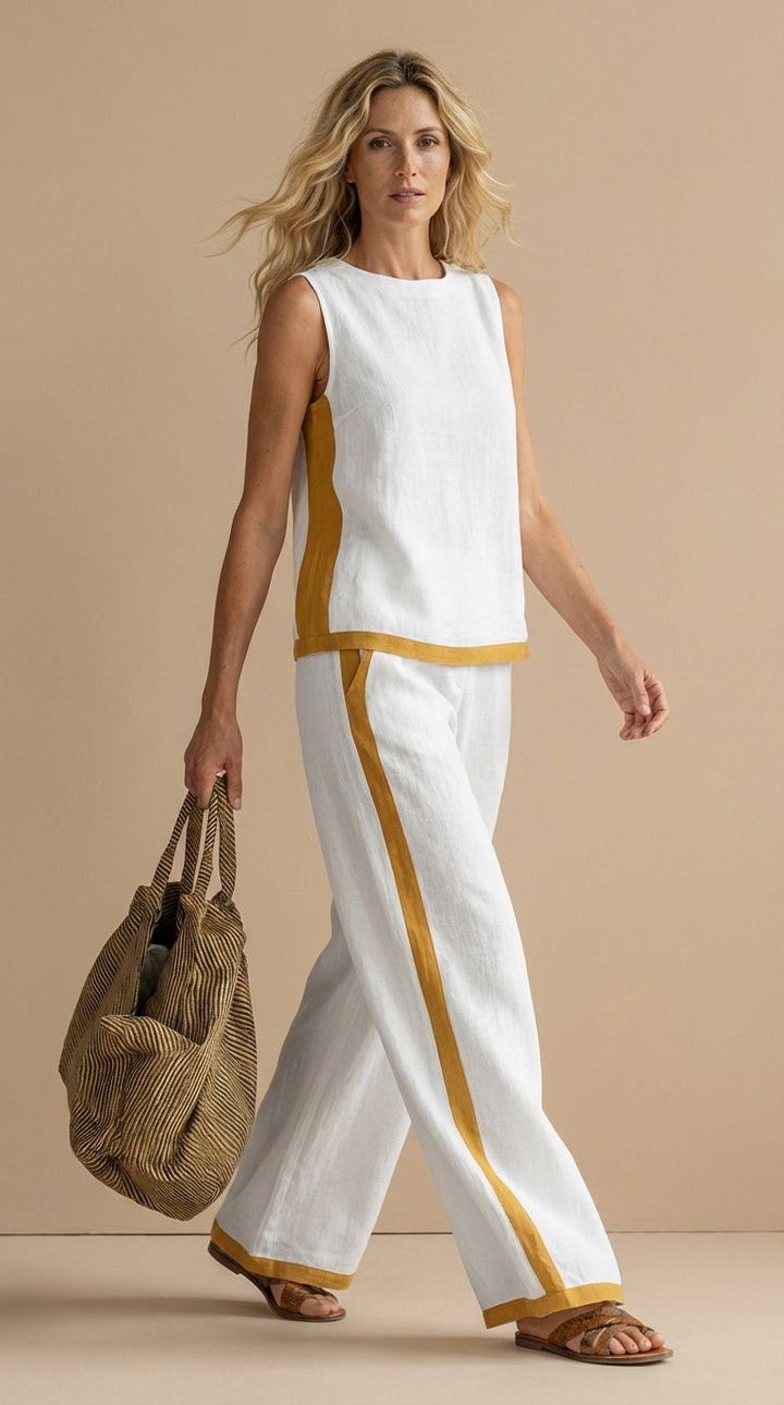 Olyra – Con detalles en contraste en lino y algodón, conjunto