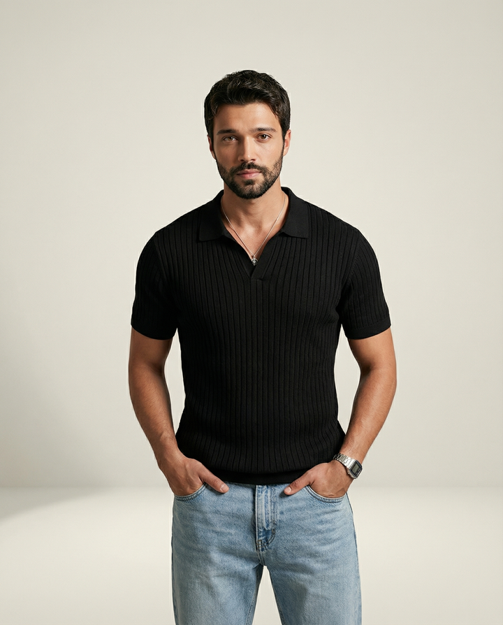 Con cuello alto de punto playera polo