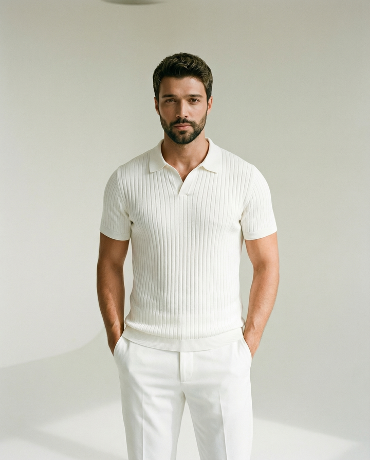 Con cuello alto de punto playera polo