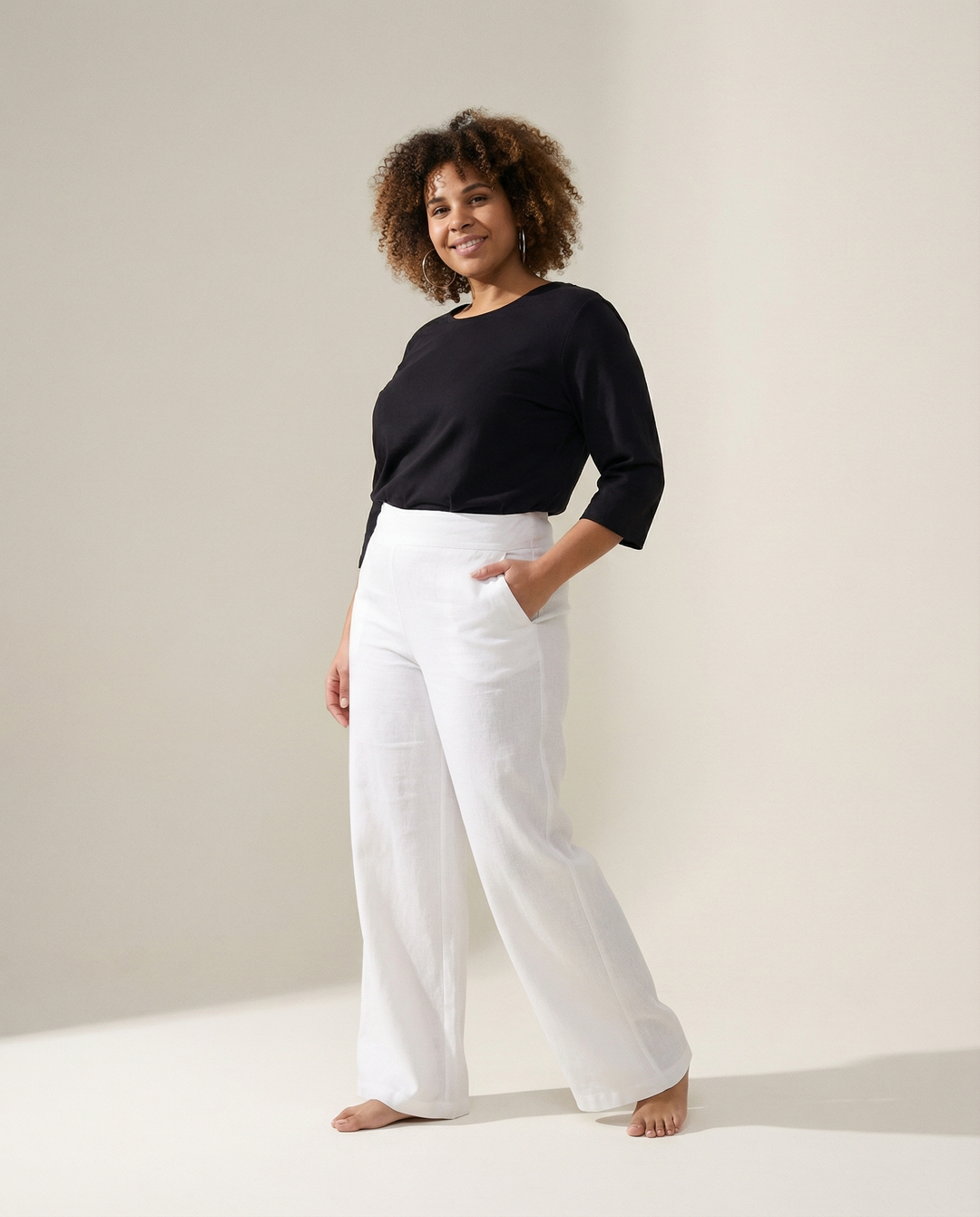 Pierna recta tejido plano pantalones