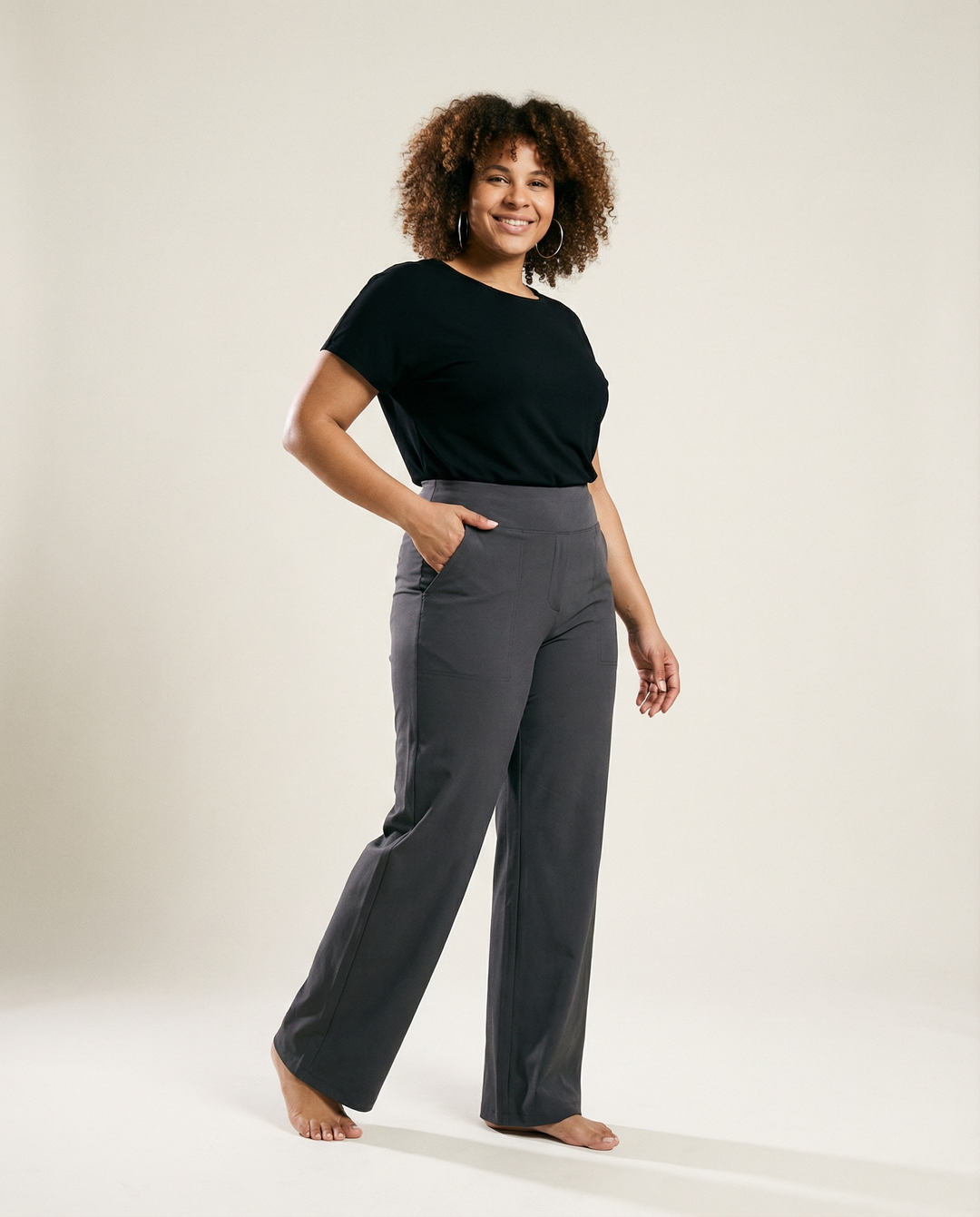 Pierna recta tejido plano pantalones