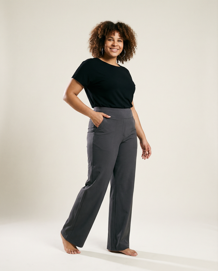 Pierna recta tejido plano pantalones